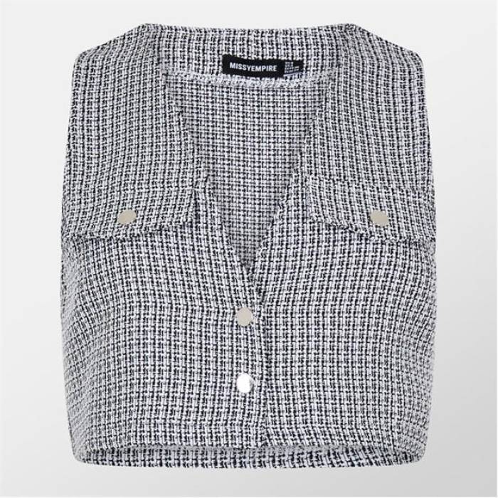 Missy Empire 【 Boucle Crop Top Women 】 ファッション レディースファッション トップス その他トップス レディース