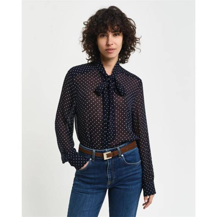 ガント Gant 【 Reg Dot Print Bow Blouse Evening Bl Women 】 レディース