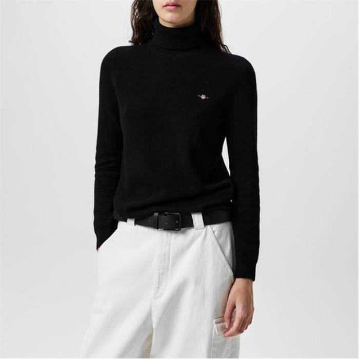 ガント Gant 【 Extrafine Lambswool Rollneck Black Women 】 レディース