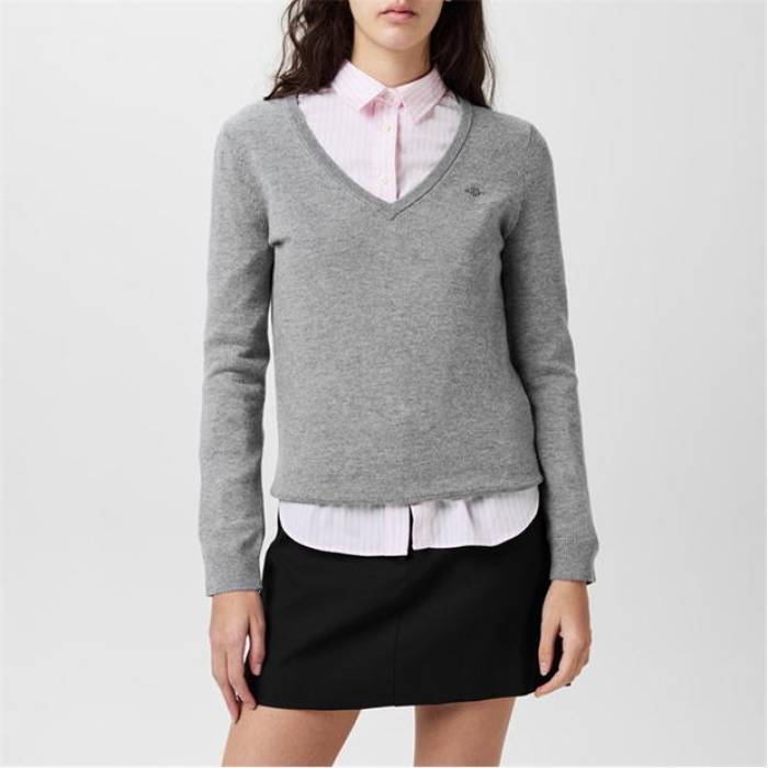 ガント Gant 【 Extrafine Lambswool V-Neck Cream S Women 】 レディース