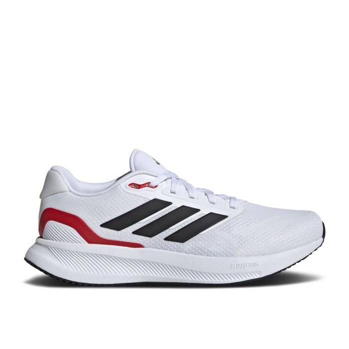 AfB_X Adidas y Runfalcon 5 Wide 'White Black Scarlet' Men z t@bV Yt@bV V[Y Xj[J[