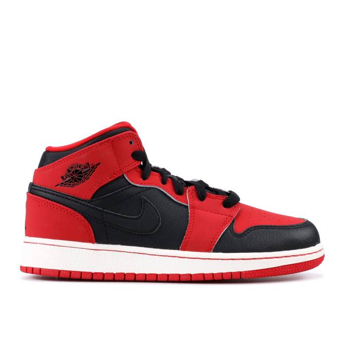 iCL@GAW[_ Air Jordan y Jordan 1 Retro Mid Gs 'Gym Red Black' Youth z WjA LbY