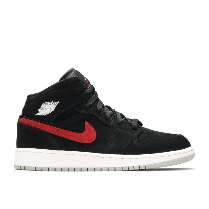 iCL@GAW[_ Air Jordan y Jordan 1 Retro Mid Gs 'Black University Red' Youth z WjA LbY