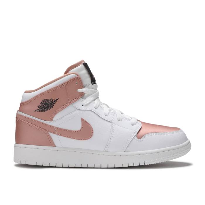 iCL@GAW[_ Air Jordan y Jordan 1 Mid Gs 'White Rose Gold' Youth z WjA LbY
