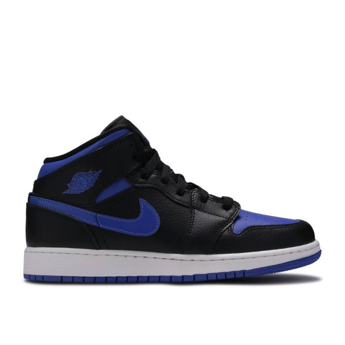 iCL@GAW[_ Air Jordan y Jordan 1 Mid Gs 'Black Hyper Royal' Youth z WjA LbY