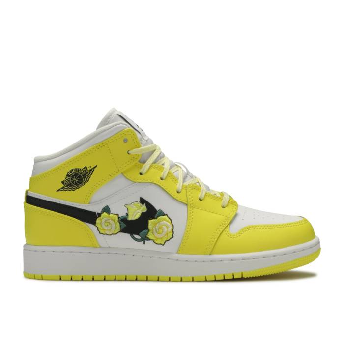 iCL@GAW[_ Air Jordan y Jordan 1 Mid Se Gs 'Rose Patch - Dynamic Yellow' Youth z WjA LbY
