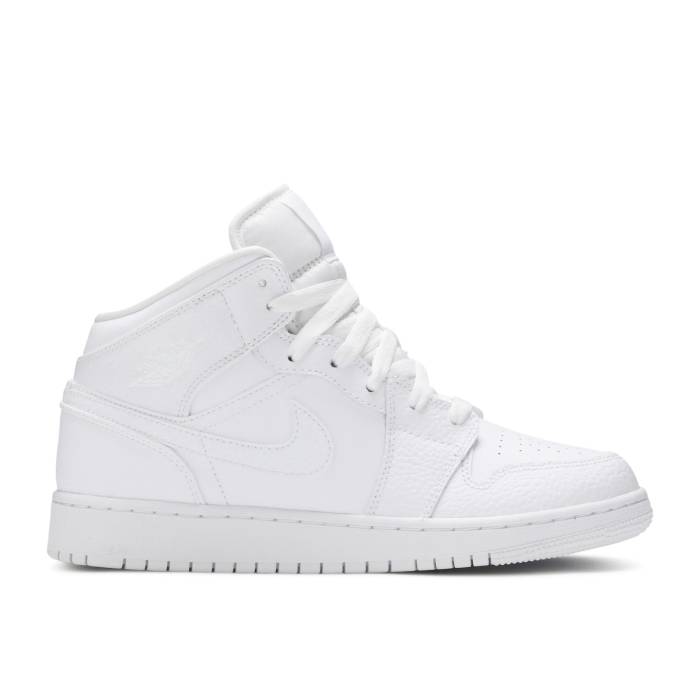 iCL@GAW[_ Air Jordan y Jordan 1 Mid Gs 'Triple White Tumbled Leather' 2020 Youth z WjA LbY