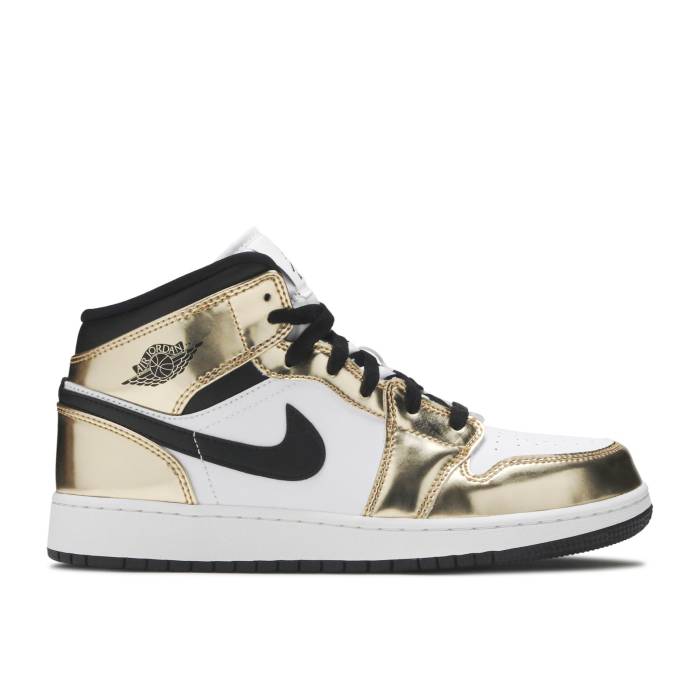 iCL@GAW[_ Air Jordan y Jordan 1 Mid Se Gs 'Metallic Gold' Youth z WjA LbY
