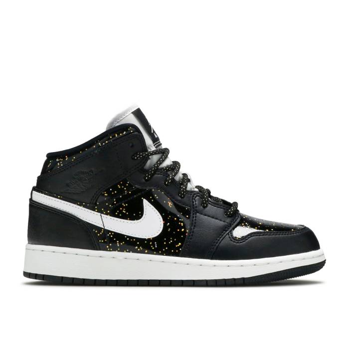 iCL@GAW[_ Air Jordan y Jordan 1 Mid Se Gs 'Black Glitter' Youth z WjA LbY