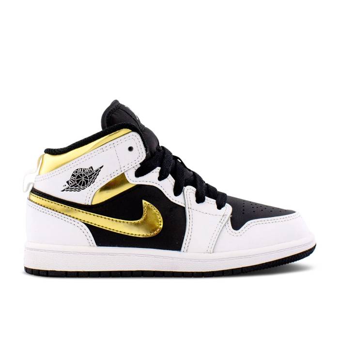 iCL@GAW[_ Air Jordan y Jordan 1 Mid Ps 'White Gold' Youth z WjA LbY