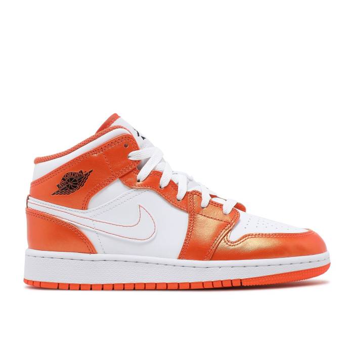 iCL@GAW[_ Air Jordan y Jordan 1 Mid Se Gs 'Electro Orange' Youth z WjA LbY