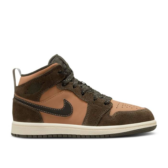 iCL@GAW[_ Air Jordan y Jordan 1 Mid Se Ps 'Earth Tone' Youth z WjA LbY