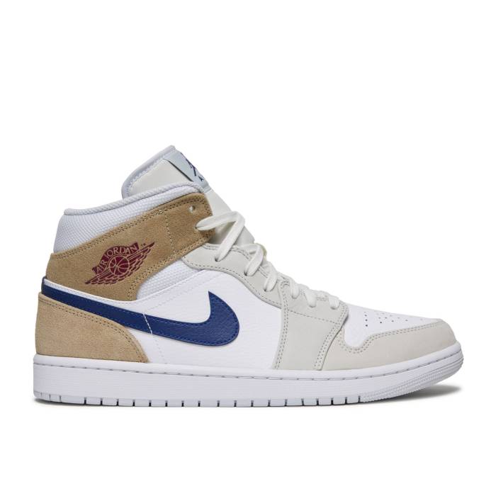 iCL@GAW[_ Air Jordan y Jordan 1 Mid 'White Khaki Blue Void' Men z Y