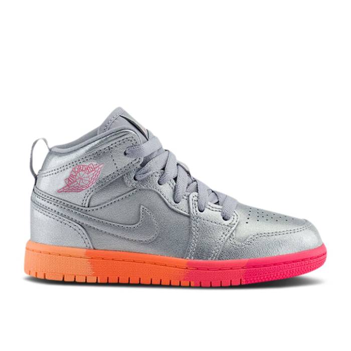 iCL@GAW[_ Air Jordan y Jordan 1 Mid Ps 'Metallic Silver Pink Crimson' Youth z WjA LbY