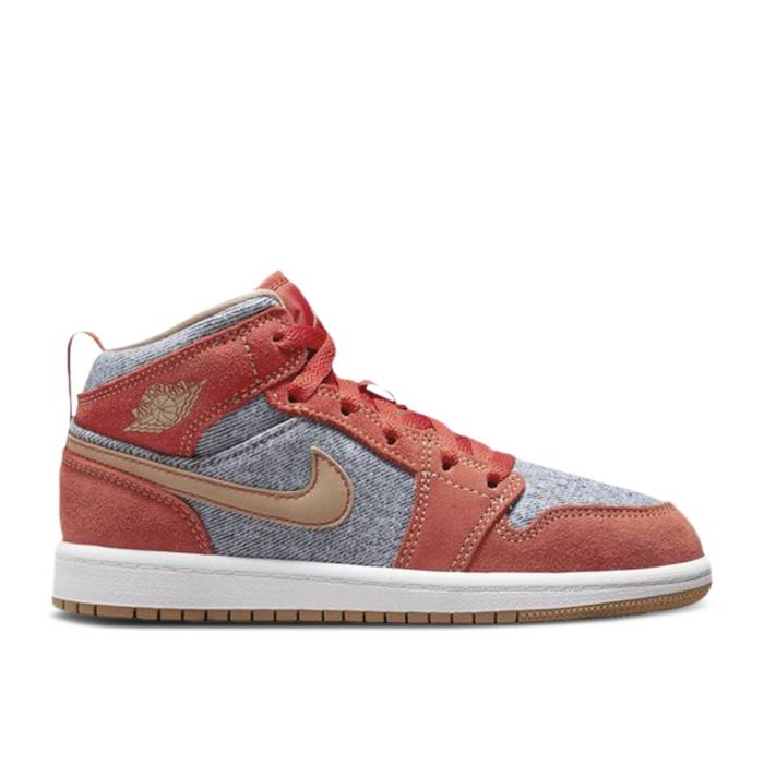 iCL@GAW[_ Air Jordan y Jordan 1 Mid Se Ps 'Denim Red' Youth z WjA LbY