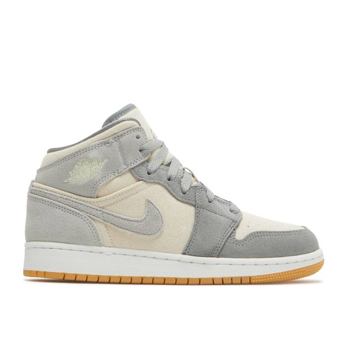 iCL@GAW[_ Air Jordan y Jordan 1 Mid Se Gs 'Coconut Milk Particle Grey' Youth z WjA LbY