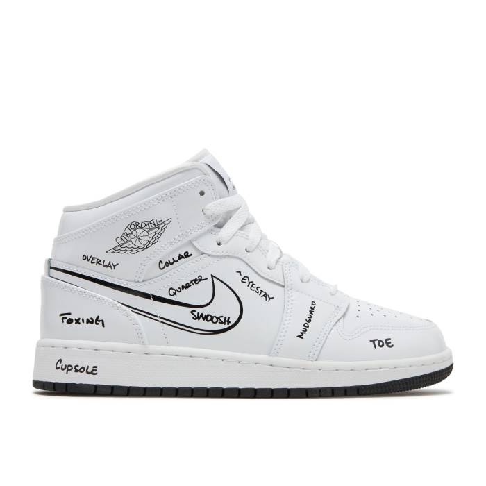 iCL@GAW[_ Air Jordan y Jordan 1 Mid Gs 'Schematic' Youth z WjA LbY