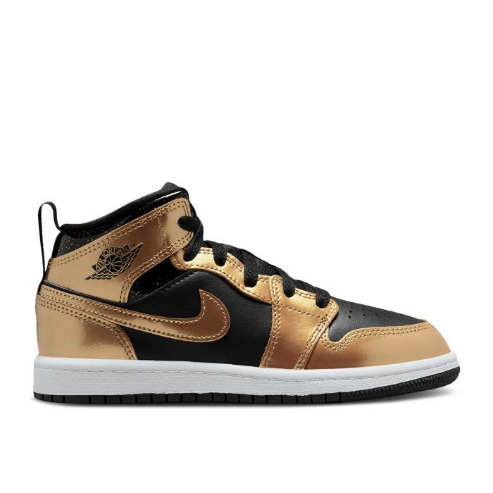 iCL@GAW[_ Air Jordan y Jordan 1 Mid Se Ps 'Metallic Gold Black' Youth z WjA LbY