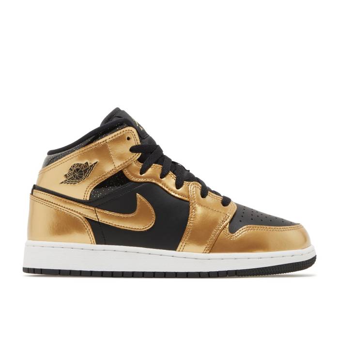 iCL@GAW[_ Air Jordan y Jordan 1 Mid Se Gs 'Metallic Gold Black' Youth z WjA LbY
