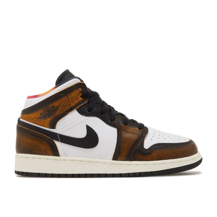 iCL@GAW[_ Air Jordan y Jordan 1 Mid Se Gs 'Wear-Away - Taxi' Youth z WjA LbY