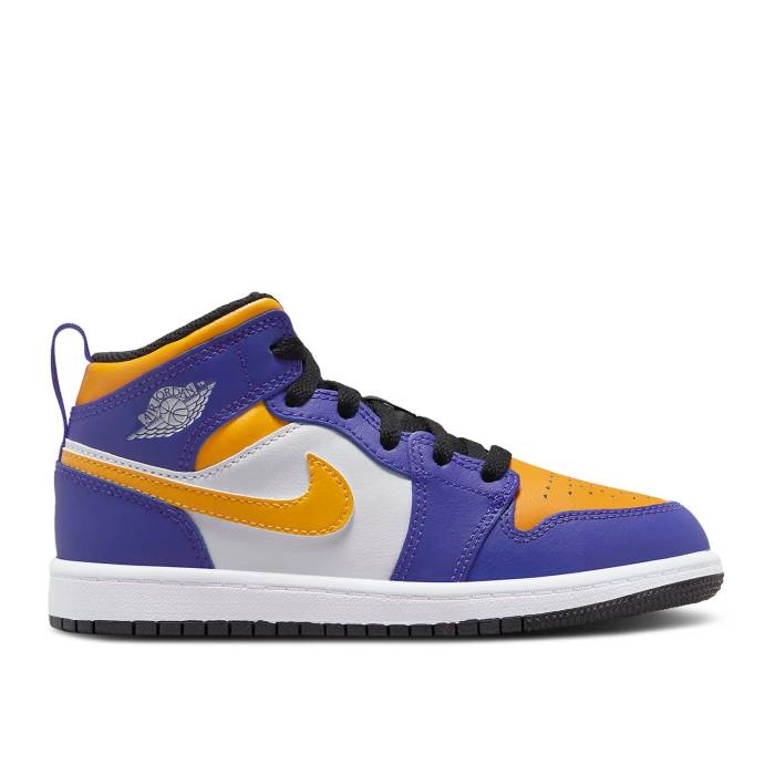 iCL@GAW[_ Air Jordan y Jordan 1 Mid Ps 'Lakers' Youth z WjA LbY