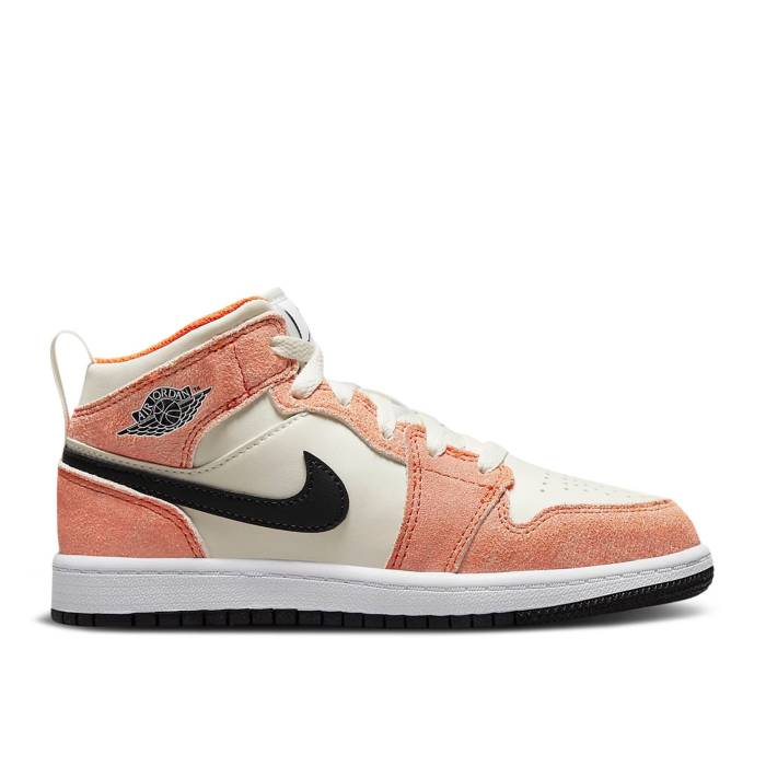 iCL@GAW[_ Air Jordan y Jordan 1 Mid Se Ps 'Orange Suede' Youth z WjA LbY