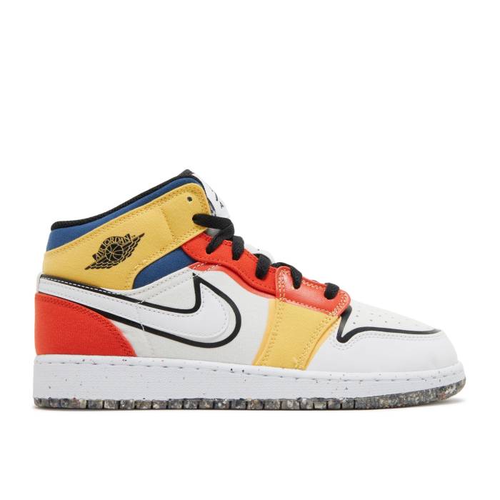 iCL@GAW[_ Air Jordan y Jordan 1 Mid Se Gs 'Multi-Color Canvas' Youth z WjA LbY