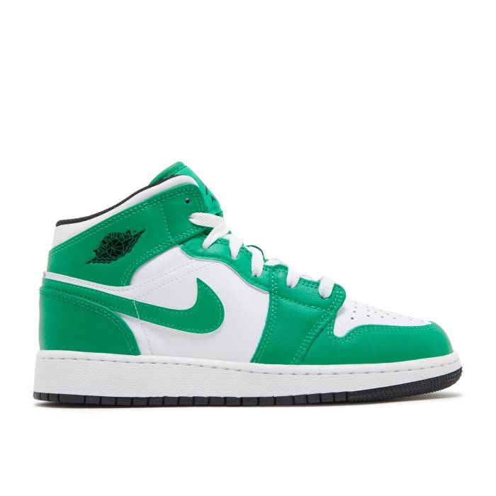 iCL@GAW[_ Air Jordan y Jordan 1 Mid Gs 'Lucky Green' Youth z WjA LbY