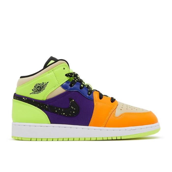 iCL@GAW[_ Air Jordan y Jordan 1 Mid Se Gs 'Volt Vivid Orange' Youth z WjA LbY