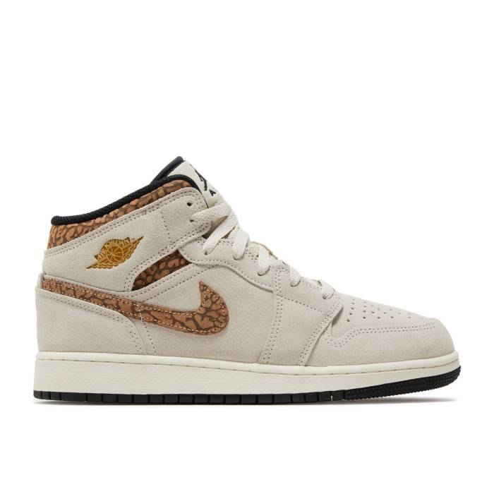 iCL@GAW[_ Air Jordan y Jordan 1 Mid Se Gs 'Brown Elephant' Youth z WjA LbY