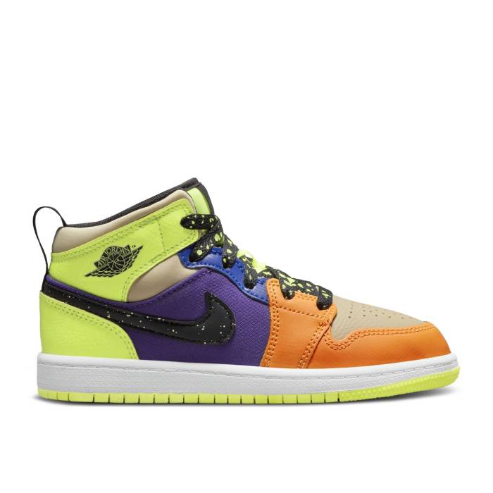 iCL@GAW[_ Air Jordan y Jordan 1 Mid Se Ps 'Volt Vivid Orange' Youth z WjA LbY