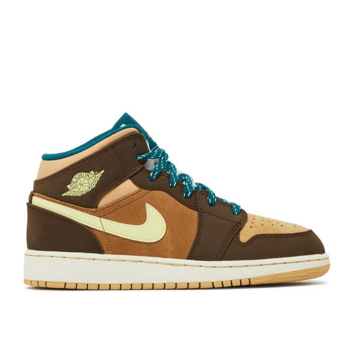 iCL@GAW[_ Air Jordan y Jordan 1 Mid Se Gs 'Cacao Wow' Youth z WjA LbY