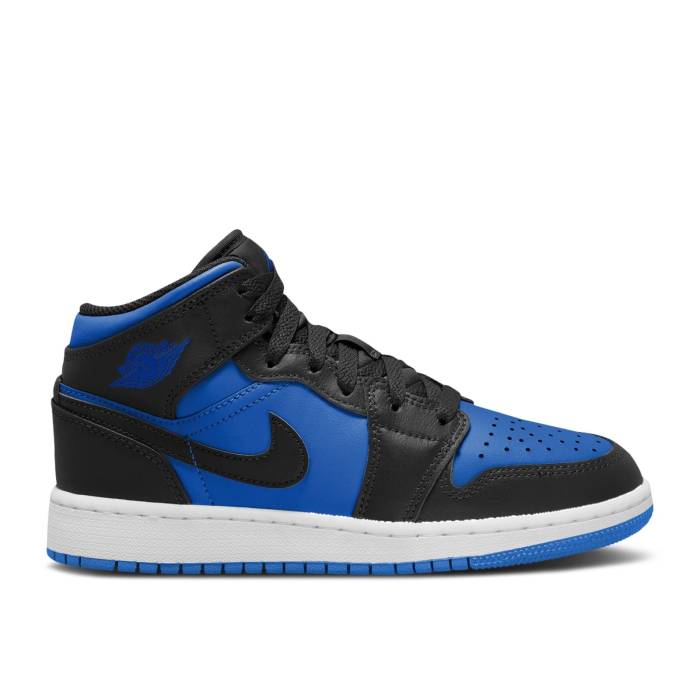 iCL@GAW[_ Air Jordan y Jordan 1 Mid Gs 'Black Royal Blue' Youth z WjA LbY