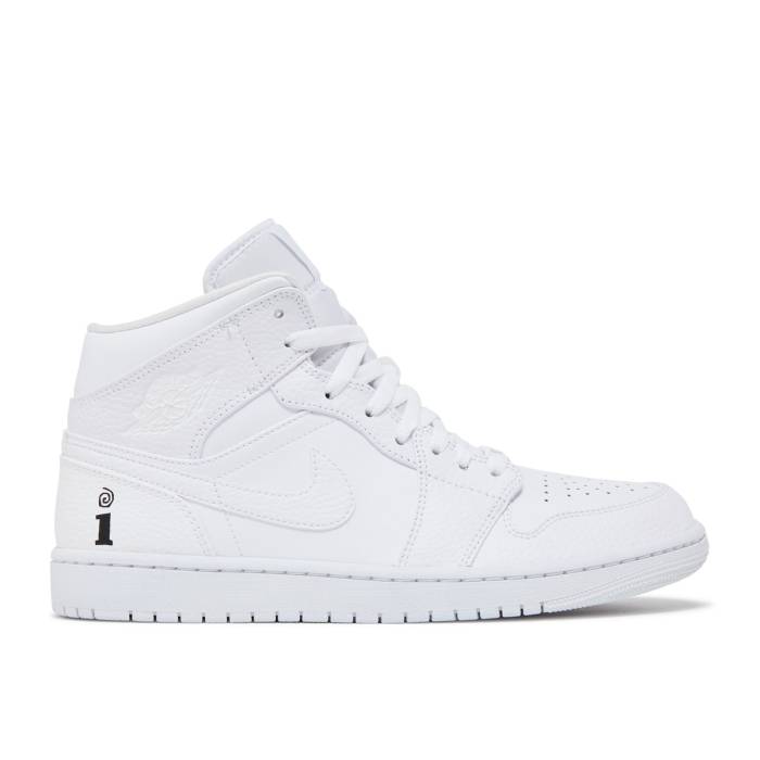 iCL@GAW[_ Air Jordan y Interscope Records X Jordan 1 Mid 'Triple White' Men z Y