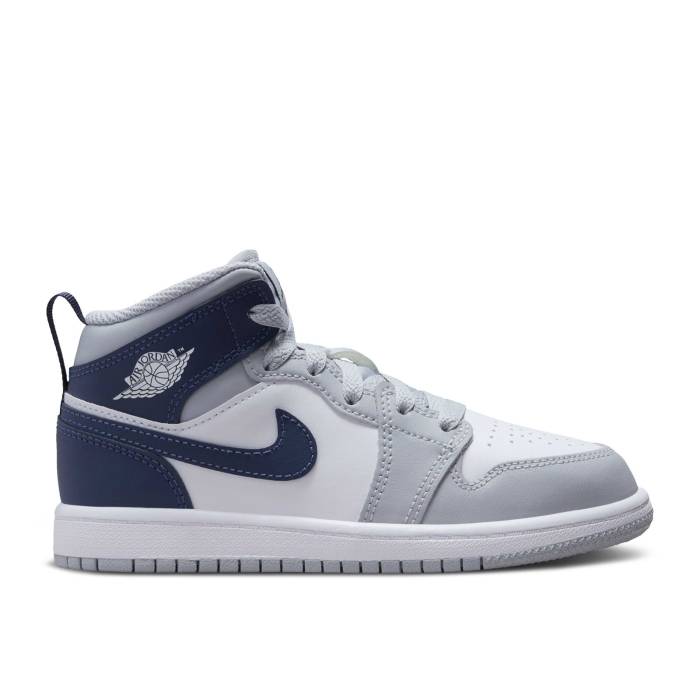 iCL@GAW[_ Air Jordan y 1 Mid Ps 'Wolf Grey Midnight Navy' Youth z WjA LbY