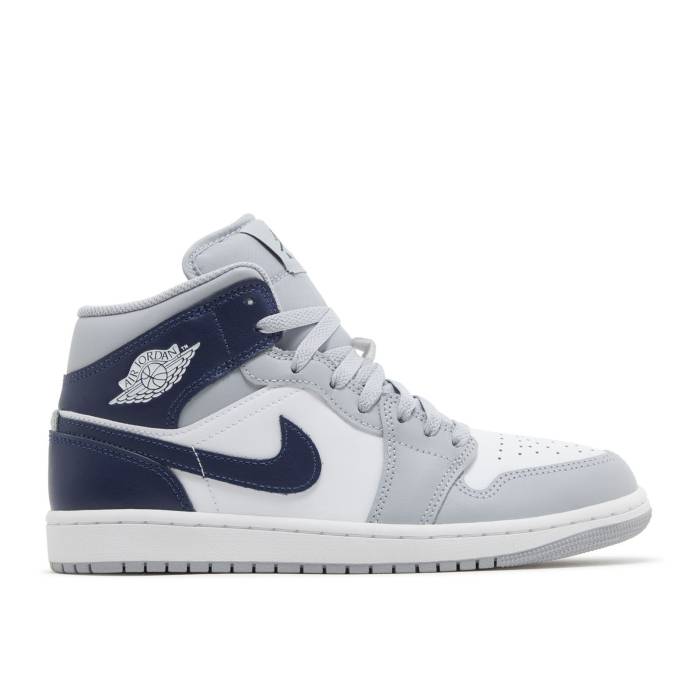 iCL@GAW[_ Air Jordan y 1 Mid 'Wolf Grey Midnight Navy' Men z Y