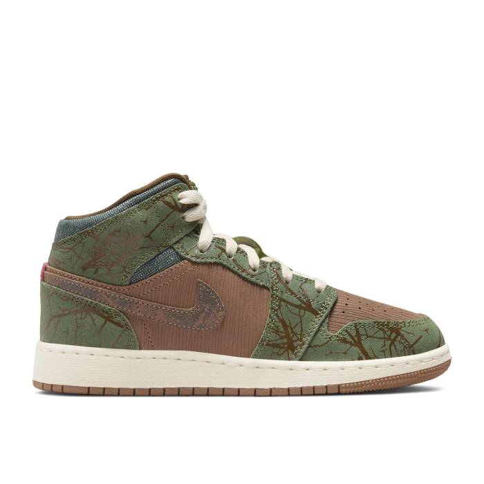 iCL@GAW[_ Air Jordan y 1 Mid Gs 'Treeline' Youth z WjA LbY