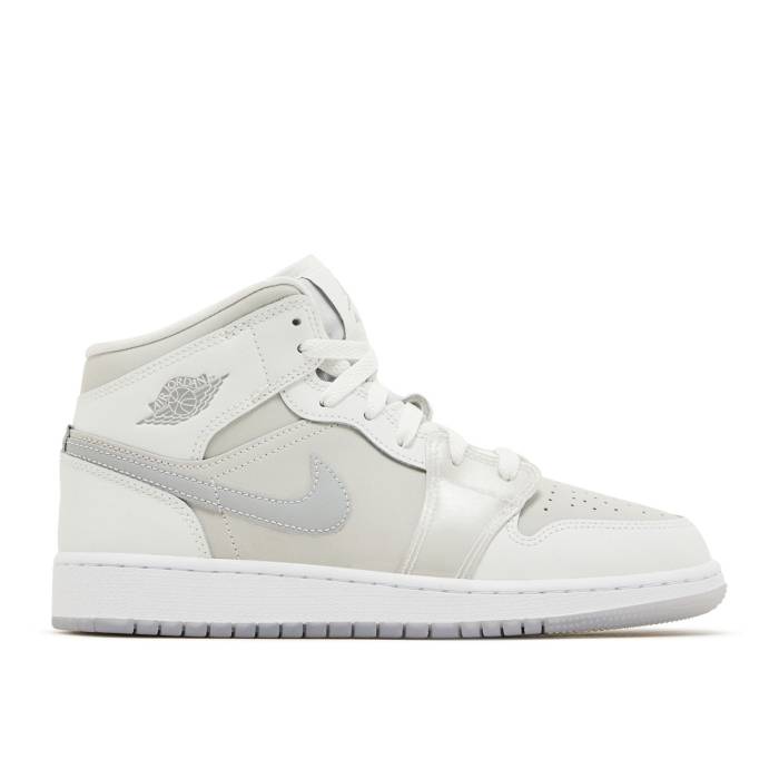 iCL@GAW[_ Air Jordan y Jordan 1 Mid Se Gs 'Summit White Metallic Silver' Youth z WjA LbY