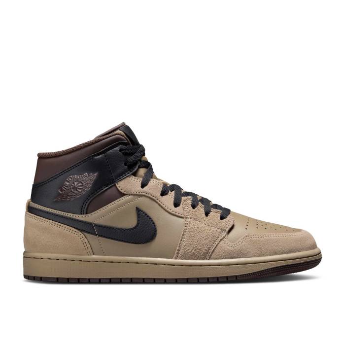 iCL@GAW[_ Air Jordan y Jordan 1 Mid 'Khaki Black' Men z Y