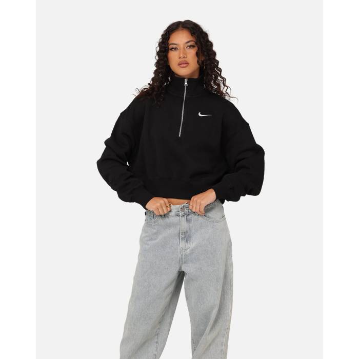 ナイキ Nike 【 Women's Sportswear Style Phoenix Fleece Cropped Half Zip Sweatshirt Womens 】 レディース