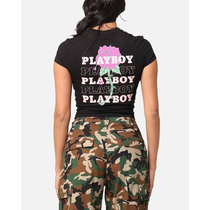 Playboy 【 Women's Rose Stacked Baby T-Shirt Womens 】 ファッション レディースファッション トップス Tシャツ カットソー