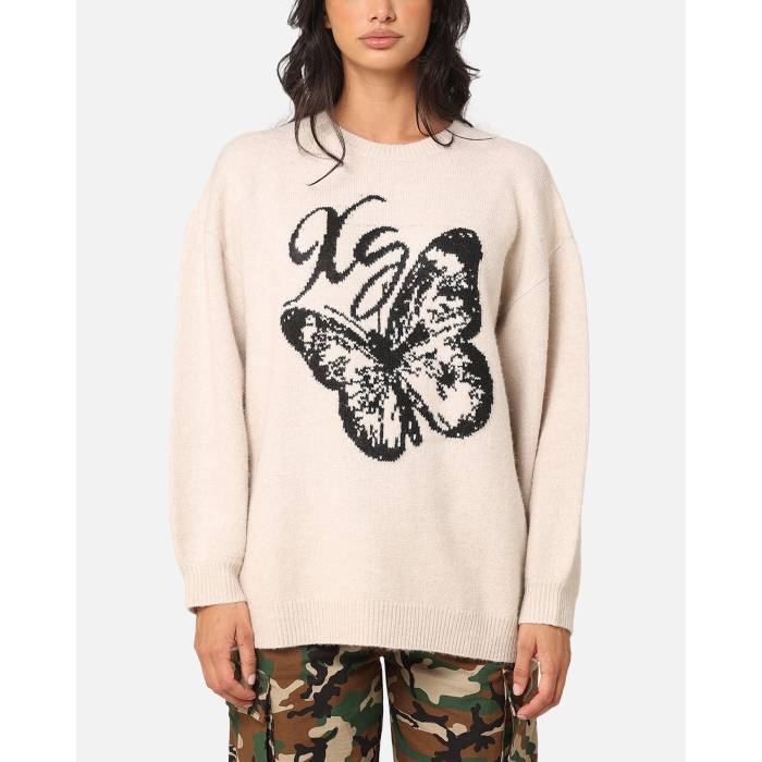 X-Girl 【 Women's Xg Butterfly Oversized Knit Sweater Womens 】 レディース