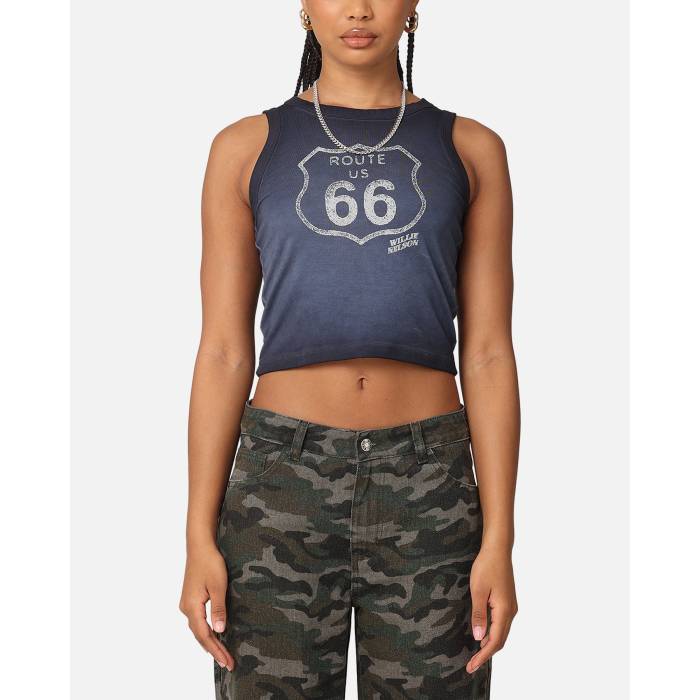 Willie Nelson 【 Women's Route 66 Sunfade Cropped Tank Womens 】 レディース