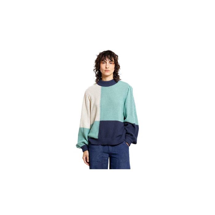 Dedicated 【 Sweater Knitted Rutbo Blocks Green Women 】 ファッション レディースファッション トップス ニット セーター