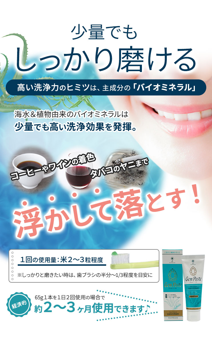 少量でも高い洗浄力を発揮ししっかり磨ける