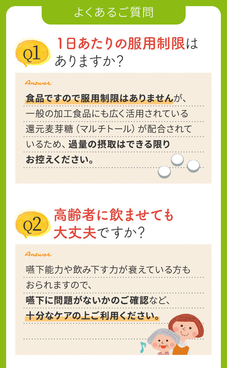 1日あたりの服用制限や高齢者への摂取について
