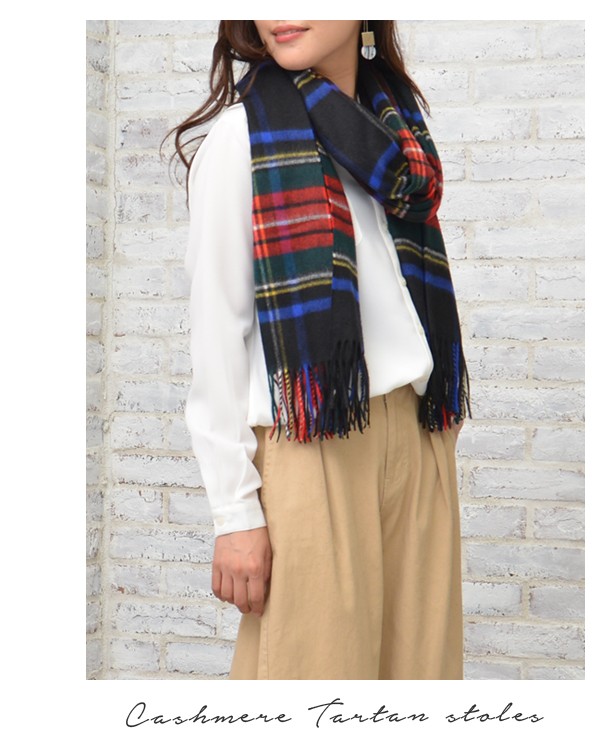 ジョンストンズ カシミア 大判 ストール 188×72cm レディース タータン