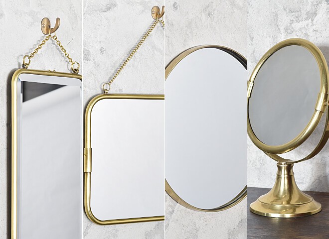 鏡 壁掛け ミラー おしゃれ 真鍮 フィッティング用 レトロ