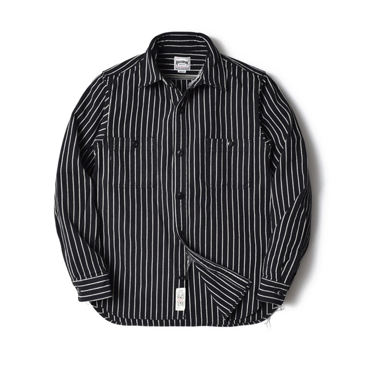 HOUSTON（ヒューストン） ストライプシャツ 長袖シャツ メンズ 厚手