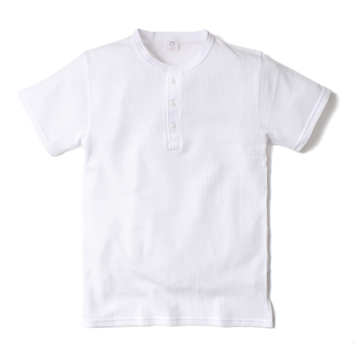 ヘンリーネック Tシャツ メンズ 無地 サーマル ワッフル 夏